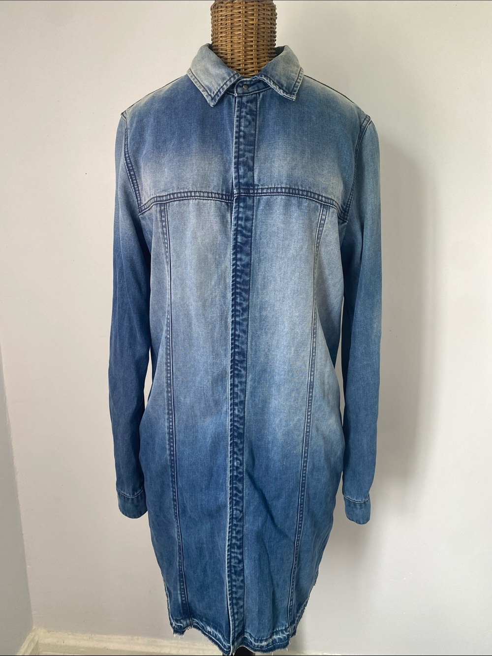 Hudson Jeans Light Blue Washed Denim Midi Shirt Dress